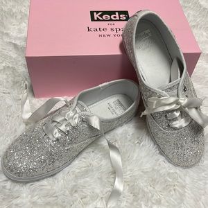 Brand new. Kate Spade ♠️ Keds. With box! Glitter white sparkle ✨